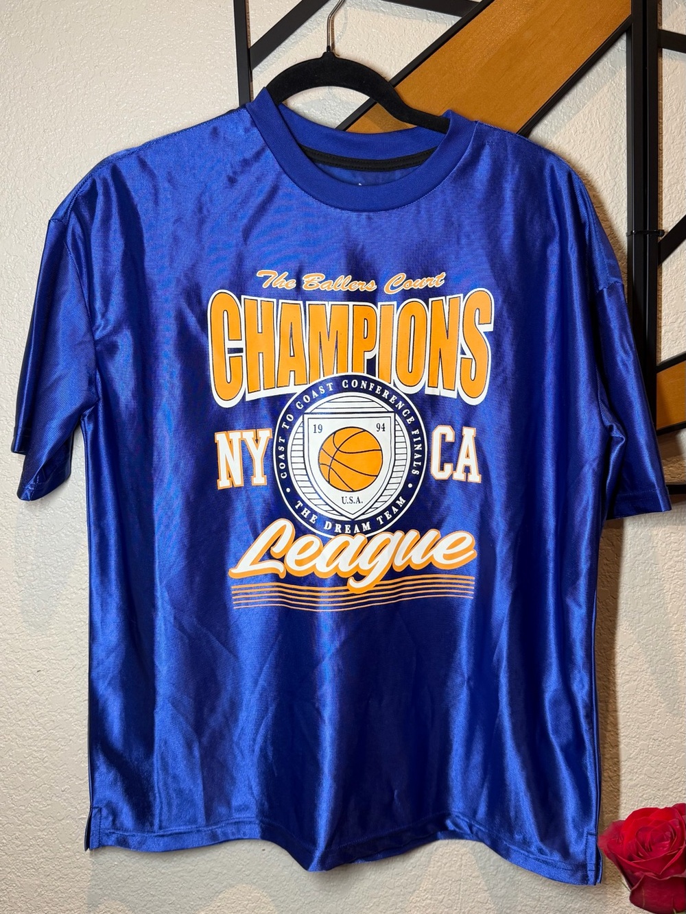 Old Navy Boys Royal Blue and Gold 'Champions League' Graphic Tee